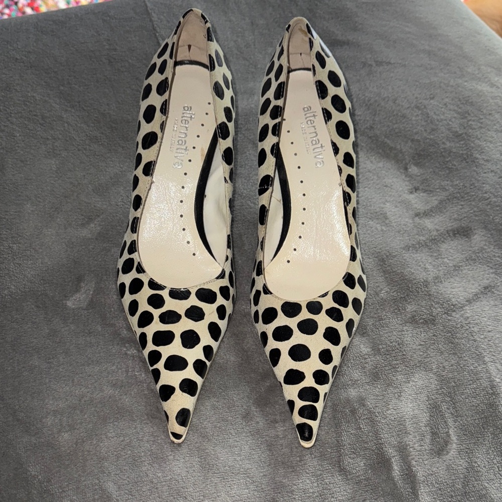 Vero Cuoio Black and Cream Polka Dot Heels